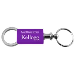 Northwestern University Wildcats Laser Engraved Purple Anodized Valet Key Chain with Kellogg Design
