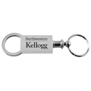 Northwestern University Wildcats Laser Engraved Silver Anodized Valet Key Chain with Kellogg Design