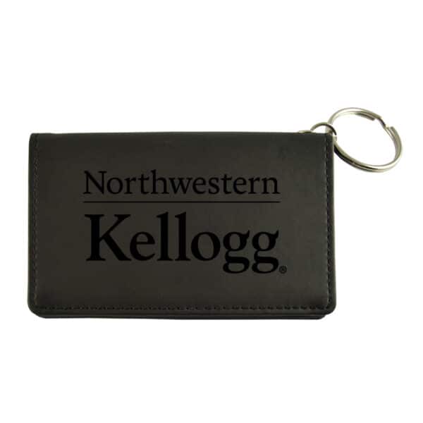 Northwestern University Wildcats Laser Engraved Black Velour ID Holder Key Chain with Kellogg Design