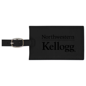 Northwestern University Wildcats Laser Engraved Black Velour Luggage Tag with Kellogg Design