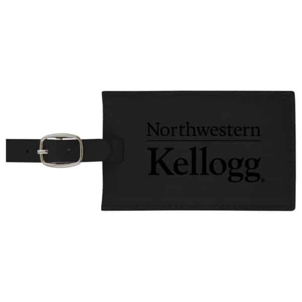 Northwestern University Wildcats Laser Engraved Black Velour Luggage Tag with Kellogg Design
