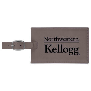 Northwestern University Wildcats Laser Engraved Grey Velour Luggage Tag with Kellogg Design