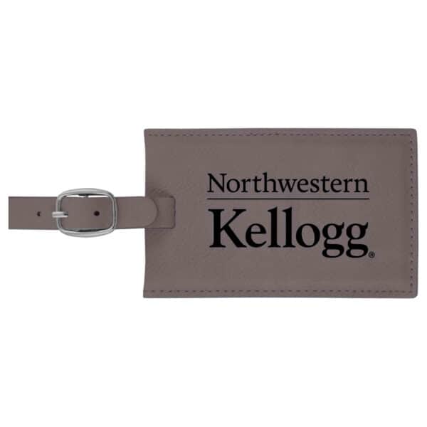 Northwestern University Wildcats Laser Engraved Grey Velour Luggage Tag with Kellogg Design