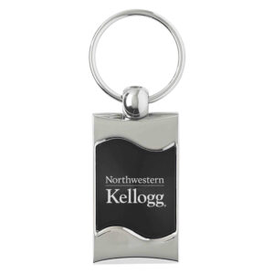 Northwestern University Wildcats Laser Engraved Black CD Effect Wave Key Chain with Kellogg Design