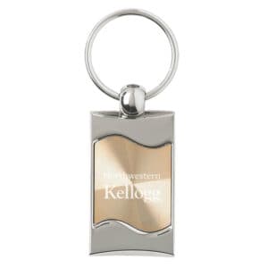Northwestern University Wildcats Laser Engraved Gold CD Effect Wave Key Chain with Kellogg Design