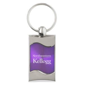 Northwestern University Wildcats Laser Engraved Purple CD Effect Wave Key Chain with Kellogg Design