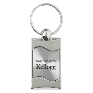 Northwestern University Wildcats Laser Engraved Silver CD Effect Wave Key Chain with Kellogg Design