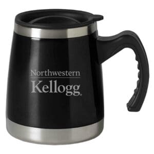 Northwestern Kellogg Laser Engraved Insulated Stainless Steel Black Squat Mug with Handle