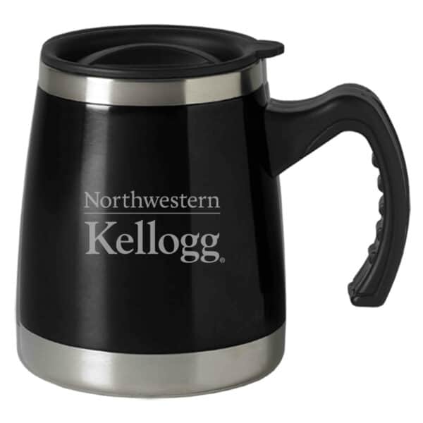 Northwestern Kellogg Laser Engraved Insulated Stainless Steel Black Squat Mug with Handle