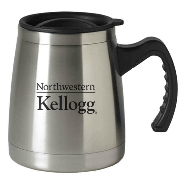 Northwestern Kellogg Laser Engraved Insulated Stainless Steel Silver Squat Mug with Handle