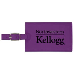 Northwestern University Wildcats Laser Engraved Purple Velour Luggage Tag with Kellogg Design