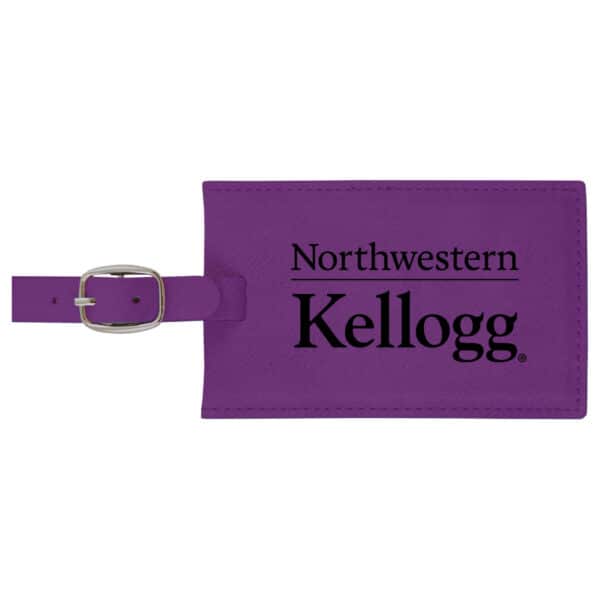 Northwestern University Wildcats Laser Engraved Purple Velour Luggage Tag with Kellogg Design
