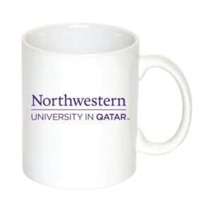 Northwestern University Wildcats 11 oz. White Ceramic Coffee Mug with Northwestern University in Qatar Design