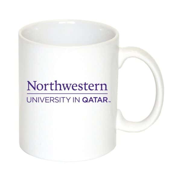Northwestern University Wildcats 11 oz. White Ceramic Coffee Mug with Northwestern University in Qatar Design