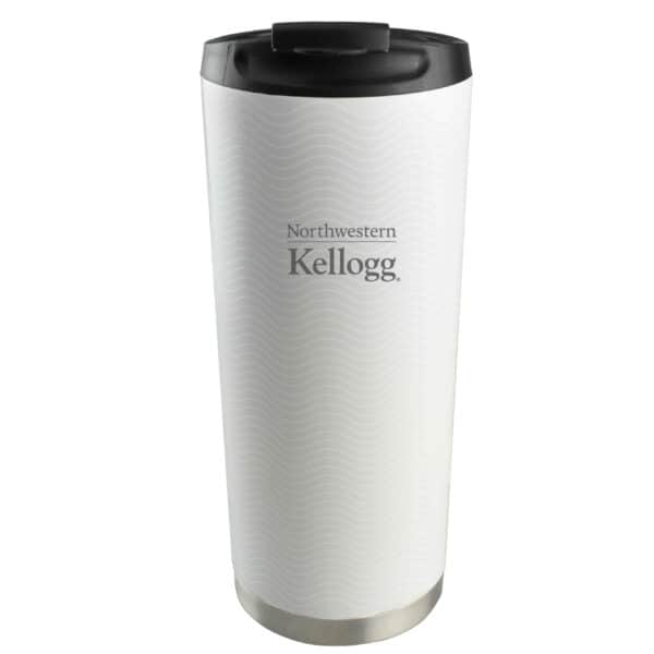 Northwestern Kellogg Laser Engraved Vacuum Insulated 16 oz. White Wave Pattern Tumbler