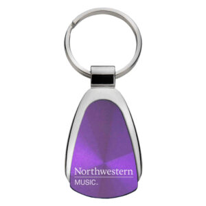 Northwestern Bienen School of Music Laser Engraved Purple Teardrop Keychain