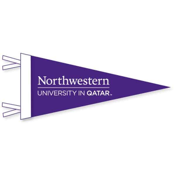 Northwestern University in Qatar Wool Felt Pennant Size Medium 9"X24"
