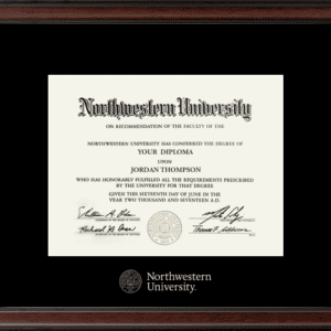 Northwestern University Wildcats Silver Embossed Diploma Frame in Studio with a black mat