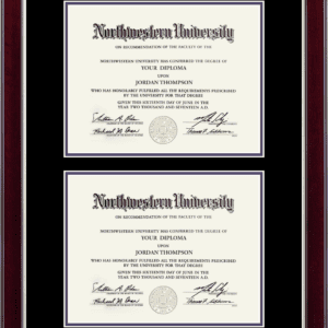 Northwestern University Wildcats Double Diploma Frame in Gallery Silver with black and purple mats