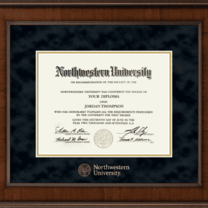 Northwestern University Wildcats Gold Embossed Diploma Frame in Madison with black suede and gold mats