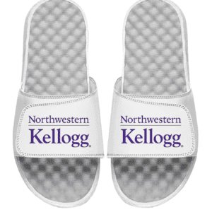 Northwestern University Wildcats White ISlide Flip Flops with Kellogg Design