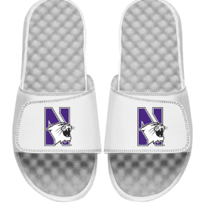 Northwestern University Wildcats White ISlide Flip Flops With N-Cat Design