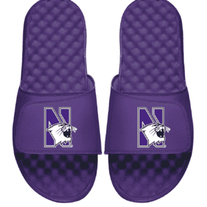 Northwestern University Wildcats Purple ISlide Flip Flops With N-Cat Design
