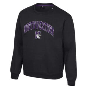 Northwestern University Wildcats Colosseum Men's N-Cat Black I'll Be Back Crew