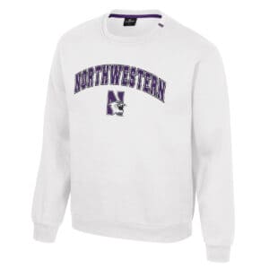 Northwestern University Wildcats Colosseum Men's N-Cat White I'll Be Back Crew