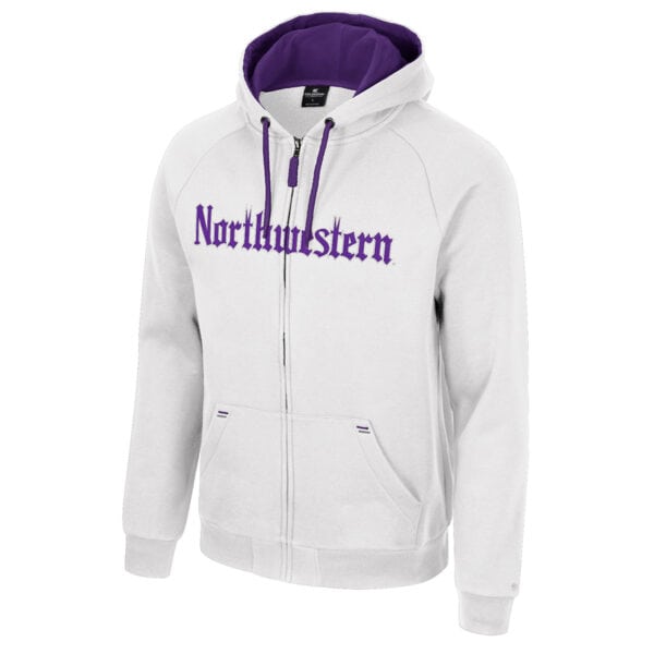 Northwestern University Wildcats Colosseum Men's Gothic White I'll Be Back Full Zip Hoodie