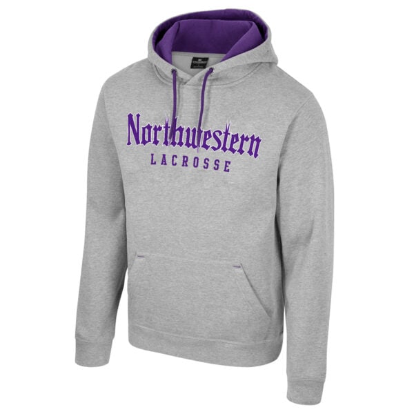 Northwestern University Wildcats Colosseum Men's Gothic Design Lacrosse I'll Be Back Hoodie