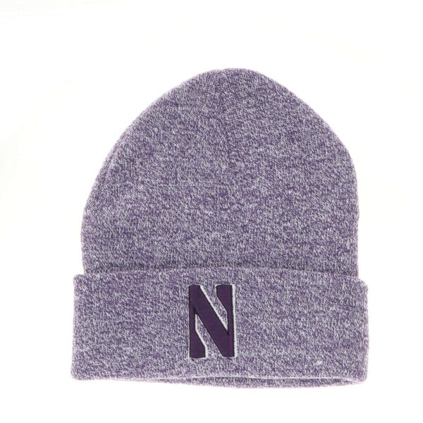 Northwestern University Wildcats Adult Purple Marled Cuffed Knit Cap with Stylized N Design
