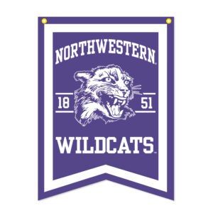 Northwestern University Wildcats Wool Felt Vertical Podium Rafter Banner with Vintage Cat's Head (18"X24")