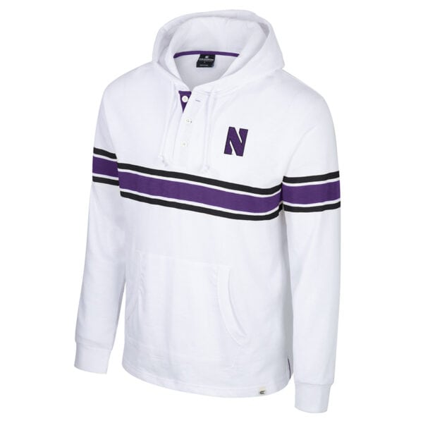 Northwestern University Wildcats Colosseum Men's Byrde Henley White Hoodie