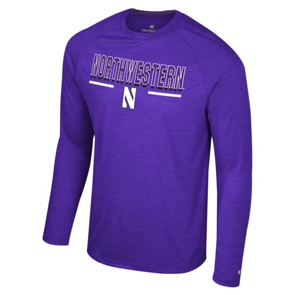 Northwestern University Wildcats Colosseum Men's Langmore Purple L/S Raglan Tee