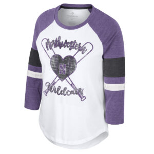 Northwestern University Wildcats Colosseum Ladies Daphne 3/4 Sleeve Tee