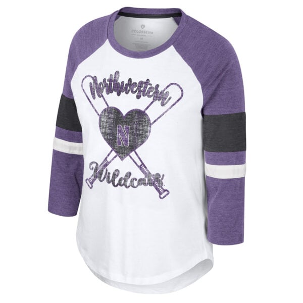Northwestern University Wildcats Colosseum Ladies Daphne 3/4 Sleeve Tee