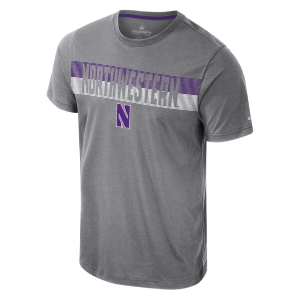 Northwestern University Wildcats Colosseum Men's Russ Heather Gray S/S Active Blend Tee 