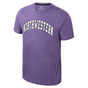 Northwestern University Wildcats Colosseum Men's Ben Dual Blend Heather Purple S/S Tee With Arch Northwestern Design