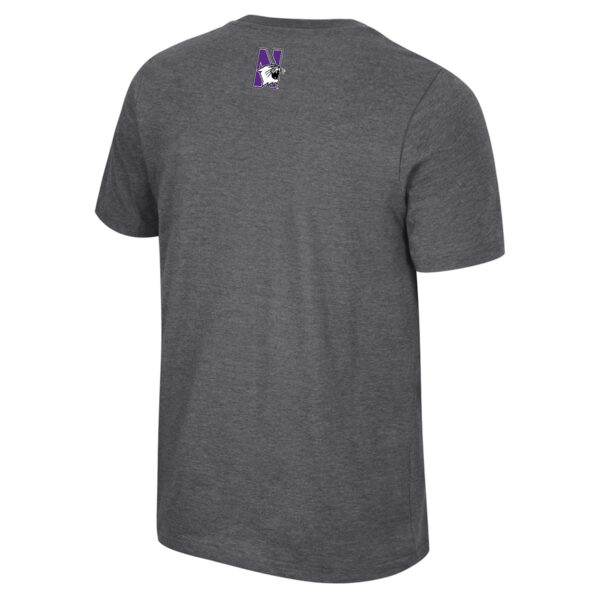 Northwestern University Wildcats Colosseum Men's Ben Dual Blend Heather Black S/S Tee With Arch Northwestern Design -Back