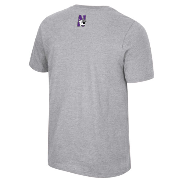 Northwestern University Wildcats Colosseum Men's Ben Dual Blend Heather Gray S/S Tee With Arch Northwestern Design