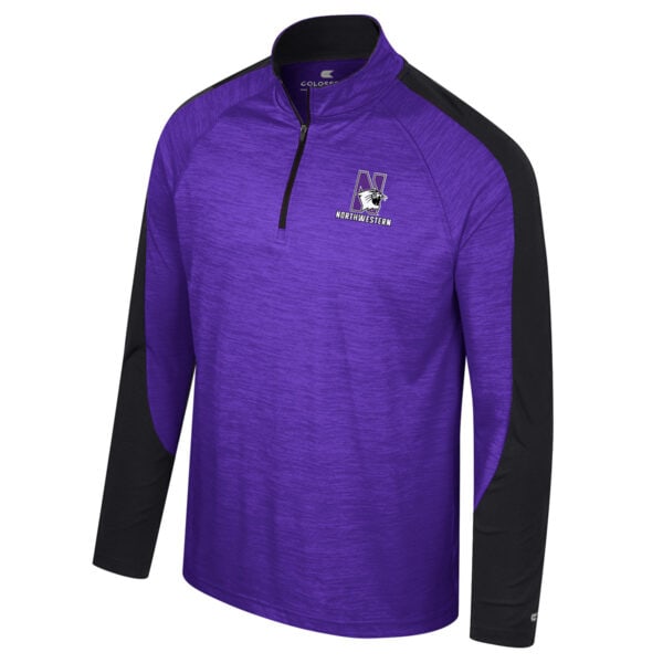 Northwestern University Wildcats Colosseum Men's Langmore 1/4 Zip Purple Windshirt