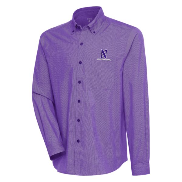 Northwestern University Wildcats Antigua Men's Compression Purple Long Sleeve Casual/Dress Shirt