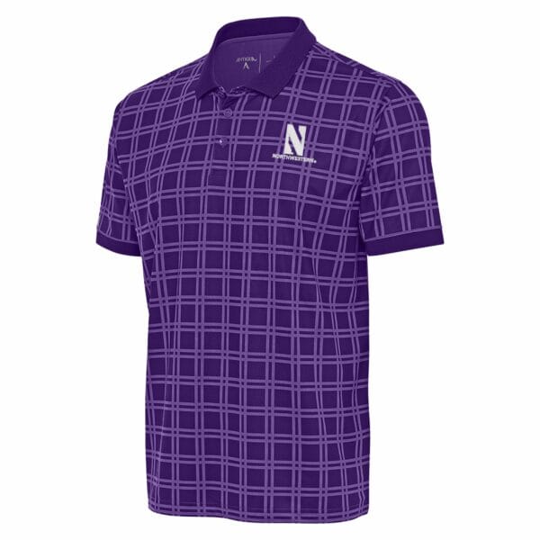 Northwestern University Wildcats Antigua Men's Bluegrass Purple Polo Shirt