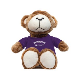 Northwestern University Wildcats Brown Copper Monkey Wearing Purple "Northwestern University" Tee Shirt