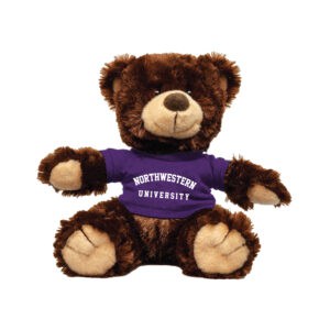 Northwestern University Wildcats Chocolate Noah Teddy Bear Wearing Purple "Northwestern University" Tee Shirt