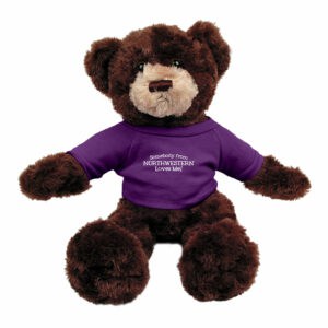 Northwestern University Wildcats Dexter Brown Teddy Bear Wearing Purple "Somebody from Northwestern Loves Me" Tee Shirt