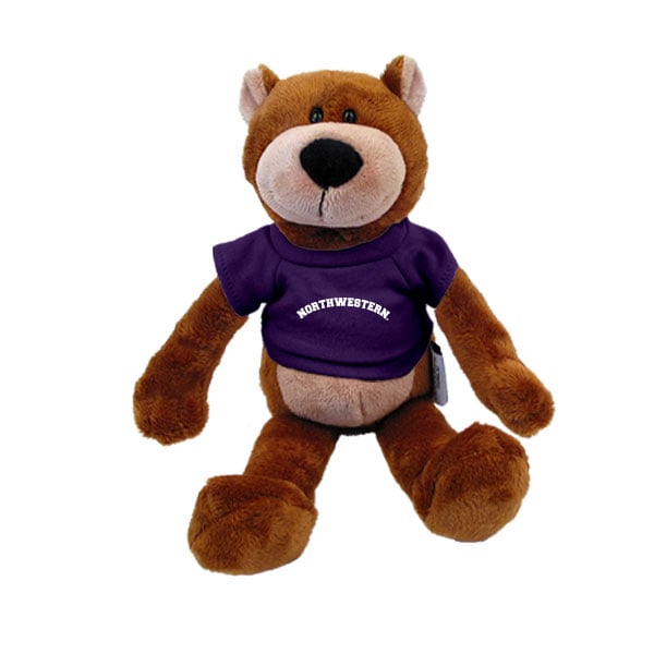 Northwestern University Wildcats Wild Bunch Bear Wearing Purple "Northwestern" Tee Shirt