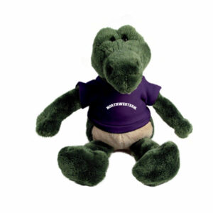 Northwestern University Wildcats Wild Bunch Gator Wearing Purple "Northwestern" Tee Shirt