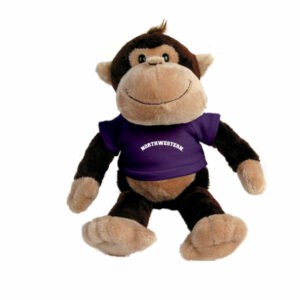 Northwestern University Wildcats Wild Bunch Monkey Wearing Purple "Northwestern" Tee Shirt